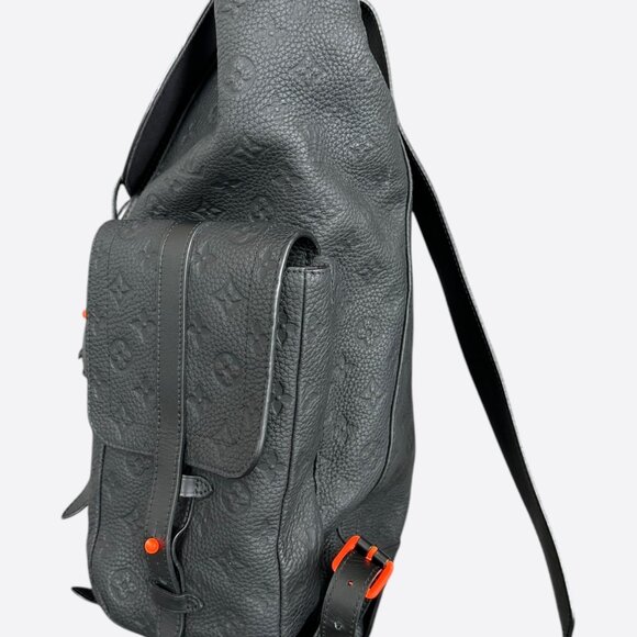 Louis Vuitton Black & Orange Taurillon Leather Monogram Christopher Backpack - Picture 4 of 6